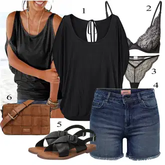 Outfit s Modrá/Tmavě Modrá/Světle Modrá Košile Džínový Šortky Only "Outfit na léto"