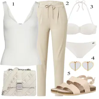 Outfit s Bílá/Béžová/Khaki Balconette/Women's Lingerie & Swimwear/S Kosticemi/Balconette-bikini/Bandeau Bikin/Push-up bikini Buffalo "Outfit na léto"