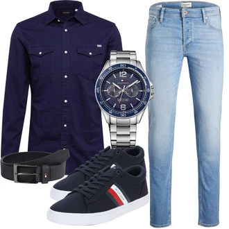 Business Outfits mit Blau/Hellblau Damen 7/8-Länge Jeans/Knöchelstiefel/Boyfriend Jean/Cropped Jeans/Dad Jeans/Girlfriend Jeans/Low Rise Jean/Regular-Fit Jeans/Slim Fit Jeans/Tapered-Jeans Jack & Jones "Perfekt fürs Büro"