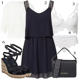 sviatočné Outfit sa Tamnoplava/Plava Haljina Na Naramenici/Ljetna Haljina/Maturalna Haljina/Haljina od Šifona/Platnena Haljina/Haljina Bez Rukava About You "Ljetni outfiti"Look: Preodjeven, Babydoll, Rap, sviatočné, Sveučilišna, Jazz, 20-ih godina, Ekstravagantno, Romantičan