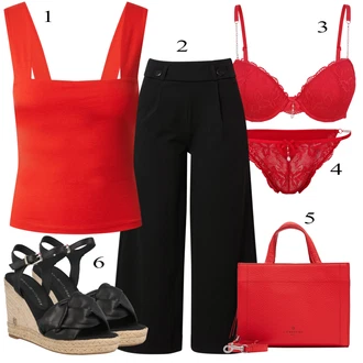 Outfit sa Crvena/Tamnocrvena Gaćica & tanga/Brazilski Slip/Gaćice bez prepona Lascana "Biznis outfiti"