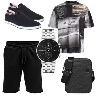 Outfit mit Schwarz Canvas-Sneaker/Freizeitschuh/Stoffschuh/Schuh Ohne Schnürsenkel/Schmaler Sneaker/Turnschuh ohne Schnürsenkel/Sommer Sneaker Tommy Hilfiger "Praktischer Look"