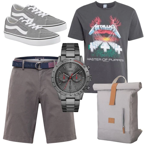 Grau/Dunkelgrau/Mischfarben/Rot Umstands T-Shirt/Print Shirt/T-Shirt Mit Print/Ausgefallenes T-Shirt/T-Shirt Training AMPLIFIED kombinieren