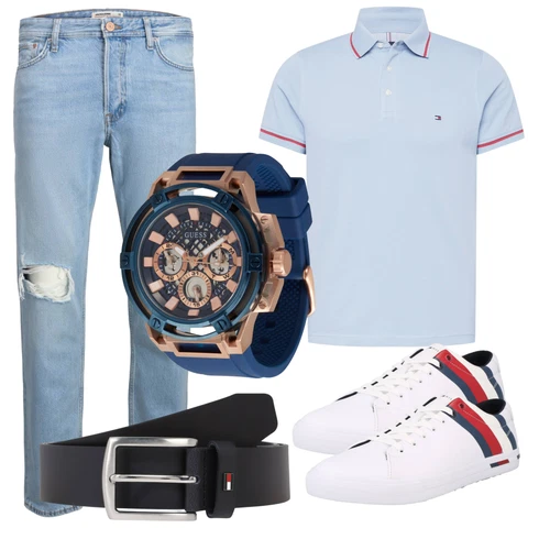 Weiß Große Größe Tommy Hilfiger kombinieren mit Uhr Guess