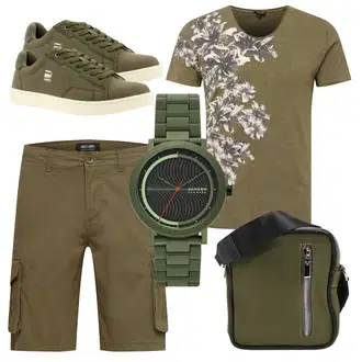 Outfit mit Grün Sneaker G-Star Raw "Praktischer Look"