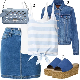 Outfit sa Tamnoplava/Pastelne boje/Žuta Kratka Traper Jakna/Proljetna jakna/Ljetna jakna/Vintage Jakna/Prijelazna Jakna/Traper Jakna levi's ® "Ljetni outfiti"