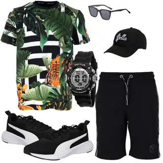 Outfit mit Schwarz Sneaker Adidas Performance "Schöner Sommer Look"
