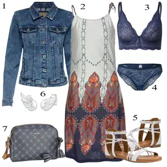Outfit sa Siva/Šareno Haljina S Printom/Platnena Haljina/Haljina Bez Rukava/Haljina tunika BEACH TIME "Ljetni outfiti"