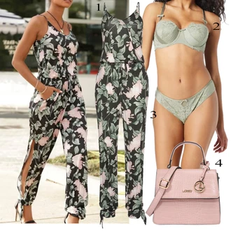 Outfit s Zelená/Tmavě Zelená Letní Overall/Slavnostní Overall/Svatební kombinéza/Elegantní Overal Buffalo "Outfit na léto"