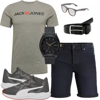 90er Outfit mit Khaki/Grün/Dunkelgrün Bluse Große Größe/Shirt & Top Große Größe/Ausgefallenes T-shirt/Kurzarm T-Shirt/Funktions T-Shirt/T-Shirt Spruch/T-Shirt Training/Casual T-Shirt/Laufschuhe für Männer/Umstands T-Shirt Jack & Jones "Schöner Sommer Look"Look: Rad, Schön, Skater, 90er, Unisex, Festlich