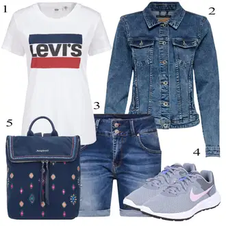 outfit mit Modra Čevlj Superga Nike "poletna obleka"