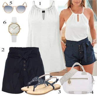 Outfit s Růžová/Béžová/Modrá Sandál Na Podpatku/Nízká bota na podpatku/Zimní bota/Žabka na podpatku Rieker "Perfektní na léto"