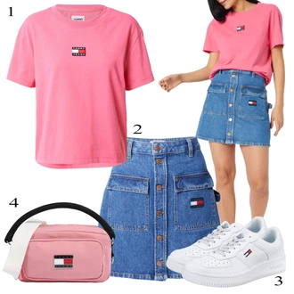 Outfit sa Siva/Bijela Obuća Tenisica Tommy Jeans "Ljetni outfiti"