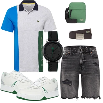 Outfit mit Grau Sneaker Lacoste "Sommer Look für den Alltag"