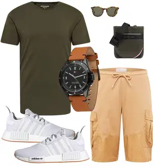 Outfit mit Dunkelgrün/Khaki Bluse Große Größe/Shirt & Top Große Größe/Funktions T-Shirt/Kurzarm T-Shirt/Laufschuhe für Männer/T-Shirt Training/Shirt/Ausgefallenes T-shirt Jack & Jones "Sommer Look Für Den Alltag"