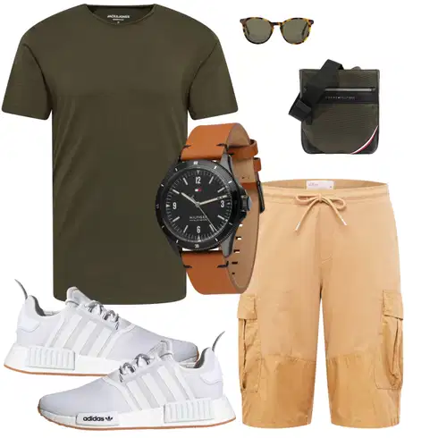 Dunkelgrün/Khaki Bluse Große Größe/Shirt & Top Große Größe/Funktions T-Shirt/Kurzarm T-Shirt/Laufschuhe für Männer/T-Shirt Training/Shirt/Ausgefallenes T-shirt Jack & Jones kombinieren mit Schwarz Uhr Tommy Hilfiger