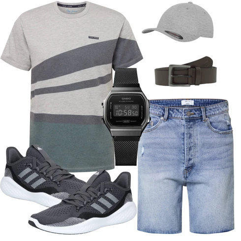 Hellblau/Blau Jeans Short/Bermuda/High Waist Shorts DAN FOX APPAREL kombinieren