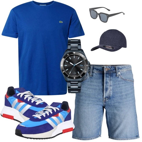Grau Sonnenbrille SELECTED HOMME kombinieren mit Schwarz Uhr Lacoste