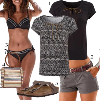 Gizeh Outfit sa Tamnosmeđa/Bež/Smeđa Rimska sandala/Sandala Udobna/Sandala s T Remenom/Dianette Sandala/Sandala s vratilom Birkenstock "Ljetni outfiti"