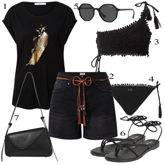 outfit mit Črna/Siva/Temno siva bosonogi čevelj/Japonka s klinastim petom/Natikač Plateau japonka/Copat/Dianette Sandali About You "poletna obleka"