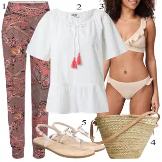 Outfit s Bílá/Khaki/Béžová Bikiny s volánky/Bikiny s průstřihem/Bikinový set/Volánový plavky/Women's Lingerie & Swimwear Shiwi "Outfit na léto"
