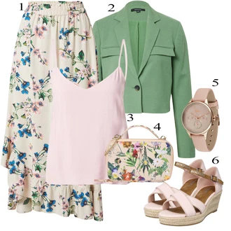 Družička Outfit s Bílá/Červená/Hnědá/Béžová/Modrá Italská Sukně/Zavinovací Sukně/Vintage Sukně maxi/Sukně s potiskem/Sukně S Květinovým Vzorem Object "Ležérní Outfits"