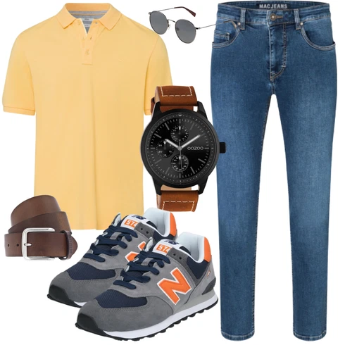 Weiß/Orange Poloshirt Brax kombinieren