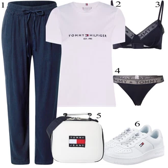 Outfit sa Siva/Bijela Obuća Tenisica Tommy Jeans "Ljetni outfiti"