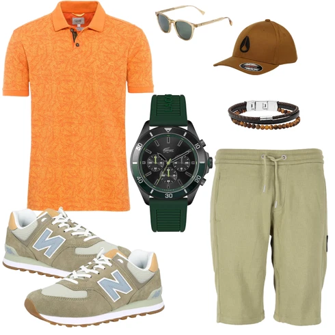 Orange Poloshirt Camel Active kombinieren