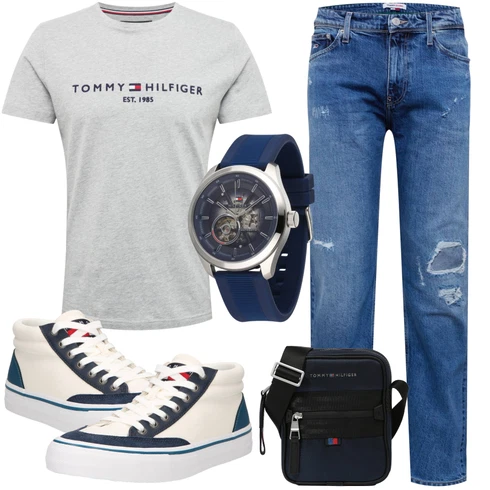 Grau Bluse Große Größe/Shirt & Top Große Größe Tommy Hilfiger kombinieren mit Blau Uhr Tommy Hilfiger