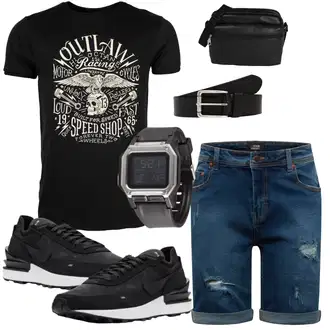 Knielang Outfit mit Dunkelblau/Blau Bermuda/Jeans Short/Kurze Hose/Unkategorisiert denim project "Sommerliches Freizeit Outfit"