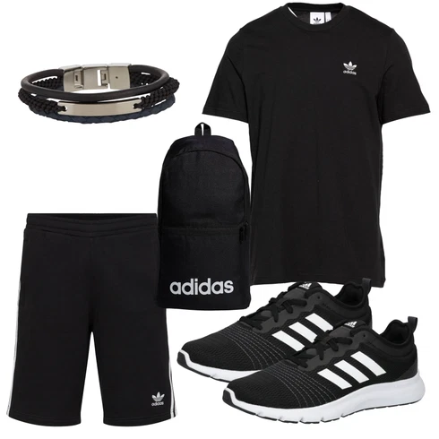 Schwarz Bluse Große Größe Adidas Originals kombinieren mit Sportschuh adidas sportswear