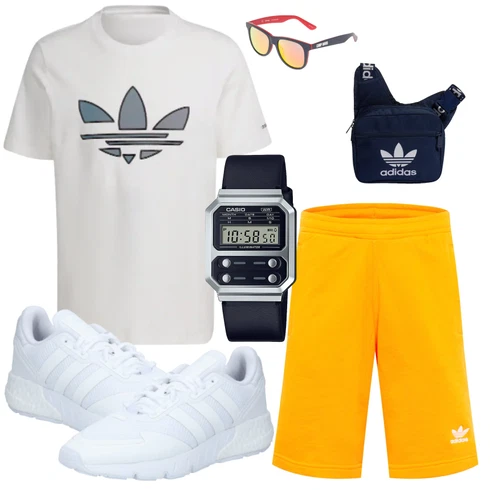 Weiß Sonnenbrille Camp David kombinieren mit Orange Hemd Adidas Originals