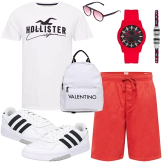 Knielang Outfit mit Rot Schlaghose/Hemd/Tasche/Jeans GAP "Sport Outfit"