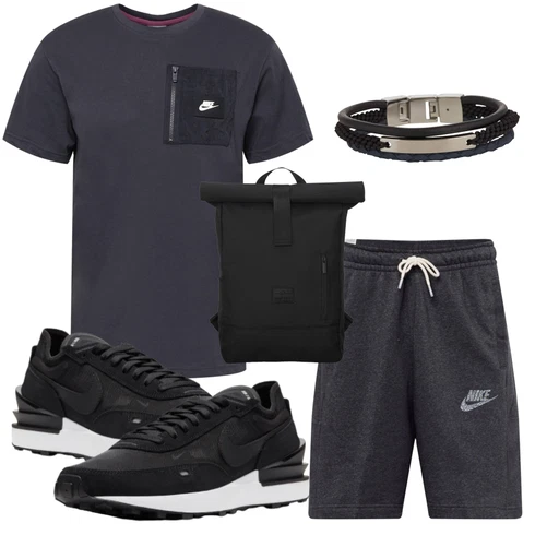 Schwarz Schmuck Fossil kombinieren mit Casual T-Shirt Nike Sportswear