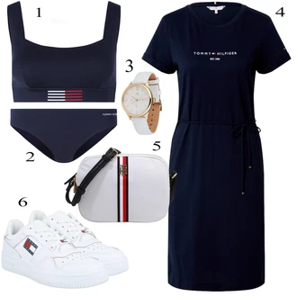Výstřih kolem krku Outfit s Vícebarevný Šaty Móda Pro Plnoštíhlou/Šaty s výstřihem/Žerzejové Šaty Tommy Hilfiger "Perfektní na léto"
