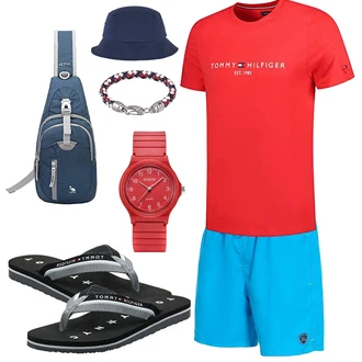 Sommer Outfits Wandern mit Blau OIWAS "Strand Outfit"Look: Wandern, Motorrad, Arbeits, Freizeit, Trekking