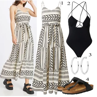Gizeh Outfit sa Crna/Bež Sandala s vratilom/Ljetna Cipela/Sandala Udobna/Sandala s T Remenom/Dianette Sandala Birkenstock "Ljetni outfiti"