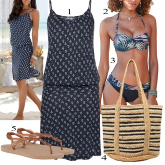 Outfit s Černá/Tmavě zelená/Hnědá/Růžová Plavky Bikiny - Spodní Díl/Balconette-bikini/Bikiny hotpant/Plavka/Spodní díl bikin Lascana "Módní letní vzhled"