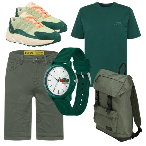 Grün/Schwarz Casual T-Shirt Edwin kombinieren mit Grau Rucksack Superdry