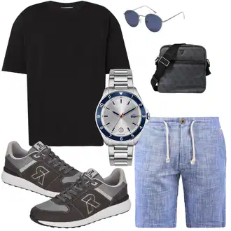Outfit mit Schwarz Sneaker rieker evolution "Stylische Sommerlaune"