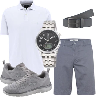 Outfit mit Weiß/Blau Hemd Brax "Stylische Sommerlaune"