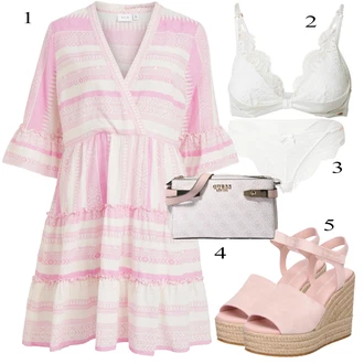 Outfit s Růžová/Béžová/Modrá Košilové šaty/Šaty s výstřihem/Šaty Móda Pro Plnoštíhlou Vila "Perfektní na léto"
