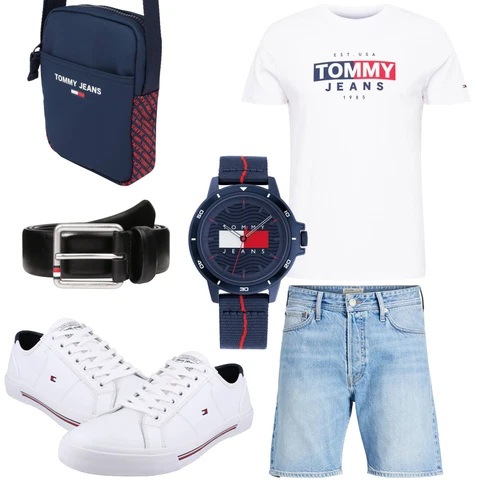 Weiß/Schwarz/Hellblau/Dunkelblau T-Shirt & Top/Ausgefallenes T-Shirt/Kurzarm T-Shirt/Print Shirt/Sport-T-Shirt/Umstands T-Shirt/Funktions T-Shirt/Laufschuhe für Männer/Casual T-Shirt/T-Shirt Spruch Tommy Jeans kombinieren