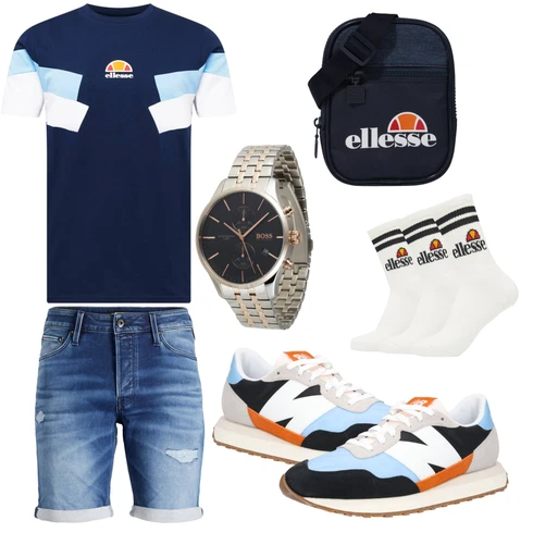 Dunkelblau/Orange/Grau/Blau Mannstasche/Diabetiker-Tasche Ellesse kombinieren
