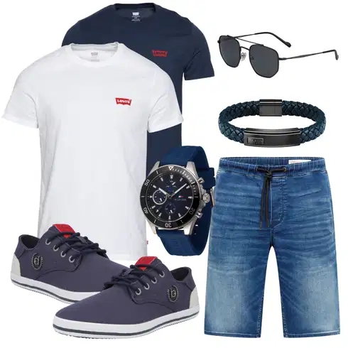 Dunkelblau/Lila/Creme/Weiß Kurzarm T-Shirt/Funktions T-Shirt/Shirt-Set/Sport-T-Shirt T-Shirt Training/Laufschuhe für Männer/Ausgefallenes T-shirt/Shirt/Print Shirt levi's ® kombinieren