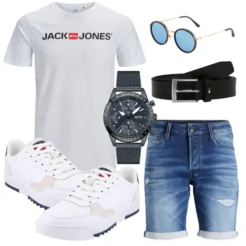 Schwarz/Hellblau/Weiß/Blau Bluse Große Größe/Shirt & Top Große Größe/Ausgefallenes T-shirt/Kurzarm T-Shirt/Funktions T-Shirt/Print Shirt/Umstands T-Shirt/T-Shirt Training/Laufschuhe für Männer/T-Shirt Spruch/Casual T-Shirt Jack & Jones kombinieren