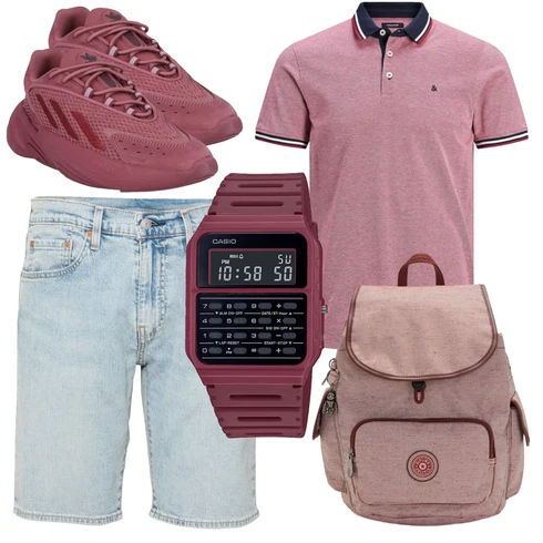 Rosa/Rot Bluse Große Größe/Shirt & Top Große Größe/Poloshirt Jack & Jones kombinieren mit Braun Rucksack Kipling