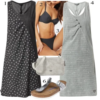 Denim/Traper Outfit sa Siva/Svjetlosiva Haljina Veći Broj/Bluza i Tunika Tunika Alife and Kickin "Ljetni outfiti"