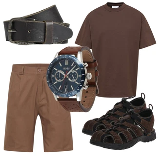 Knielang Outfit mit Braun/Khaki/Beige BURTON MENSWEAR LONDON "Toller Look für die Freizeit"
